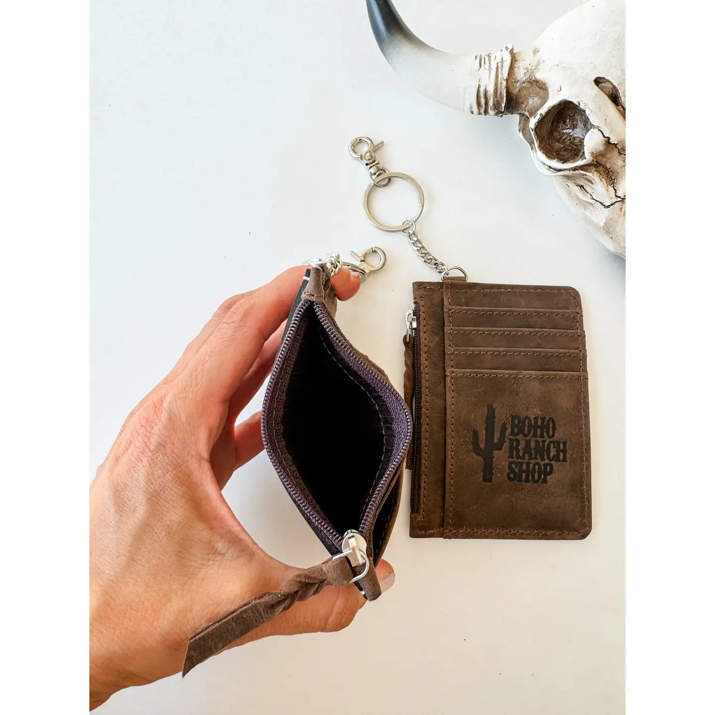 Thunderbird Cowhide Leather Keychain Wallet