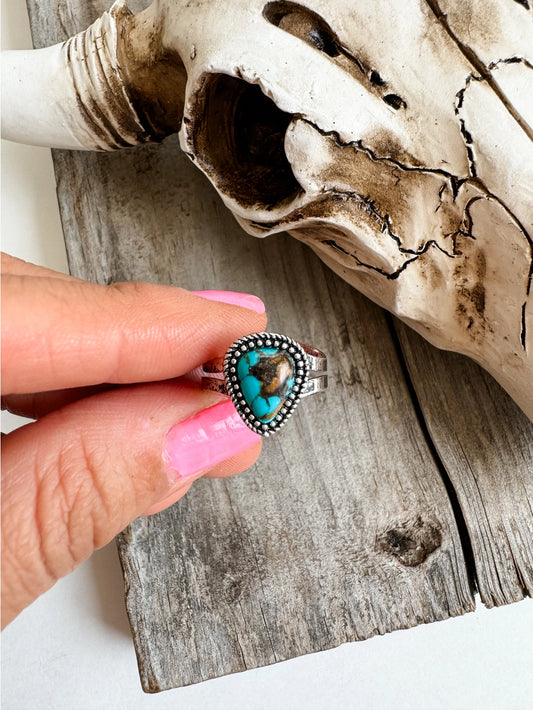 Turquoise Adjustable Teardrop ring