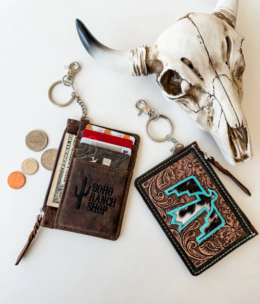 Thunderbird Cowhide Leather Keychain Wallet